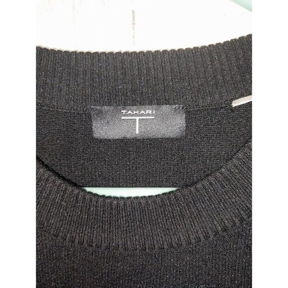 Tahari Women's Small Black On Black Textured Polka Dot Sweater - Picture 4 of 7